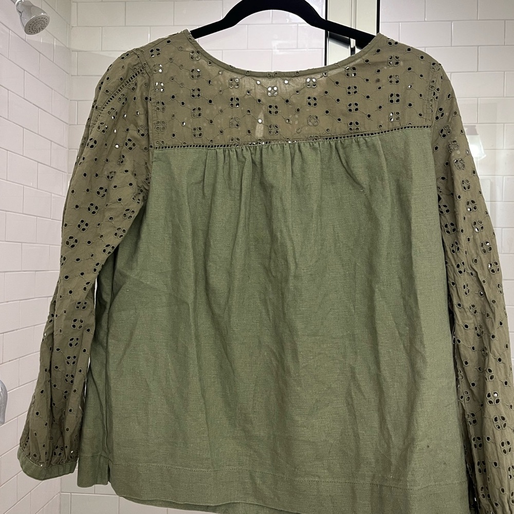 J Crew Mercantile linen and eyelet top